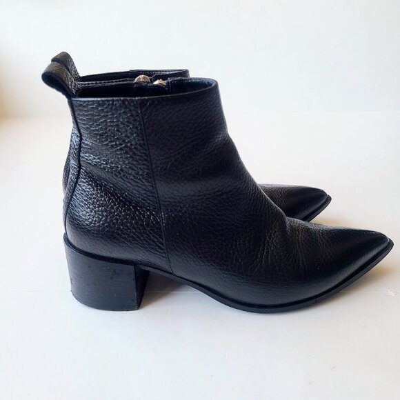 Everlane The Boss Matte Black Pebbled Leather Pointed Toe Ankle Booties Size 5.5 - Picture 6 of 16
